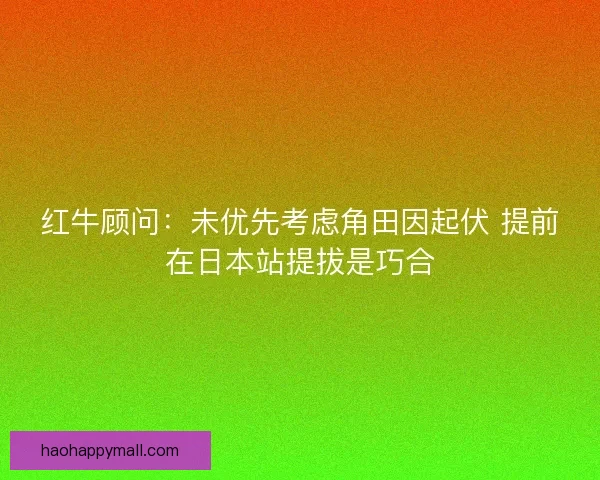 红牛顾问：未优先考虑角田因起伏 提前在日本站提拔是巧合