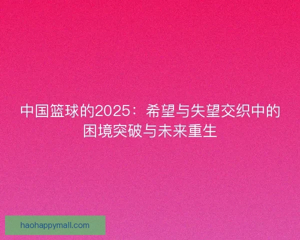 中国篮球的2025：希望与失望交织中的困境突破与未来重生